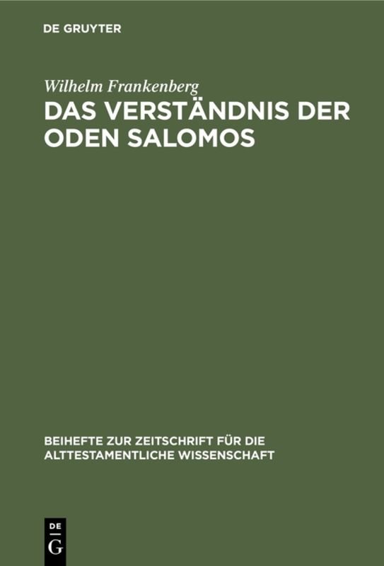 Das Verständnis der Oden Salomos