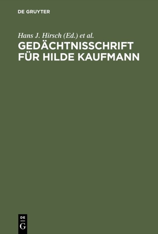 Gedächtnisschrift für Hilde Kaufmann